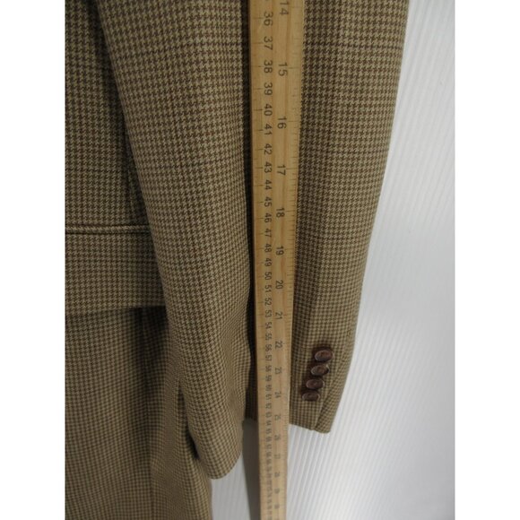Ralph Lauren Sport Coat 46 Long Tan Blazer Silk Wool Houndstooth * - Picture 7 of 14